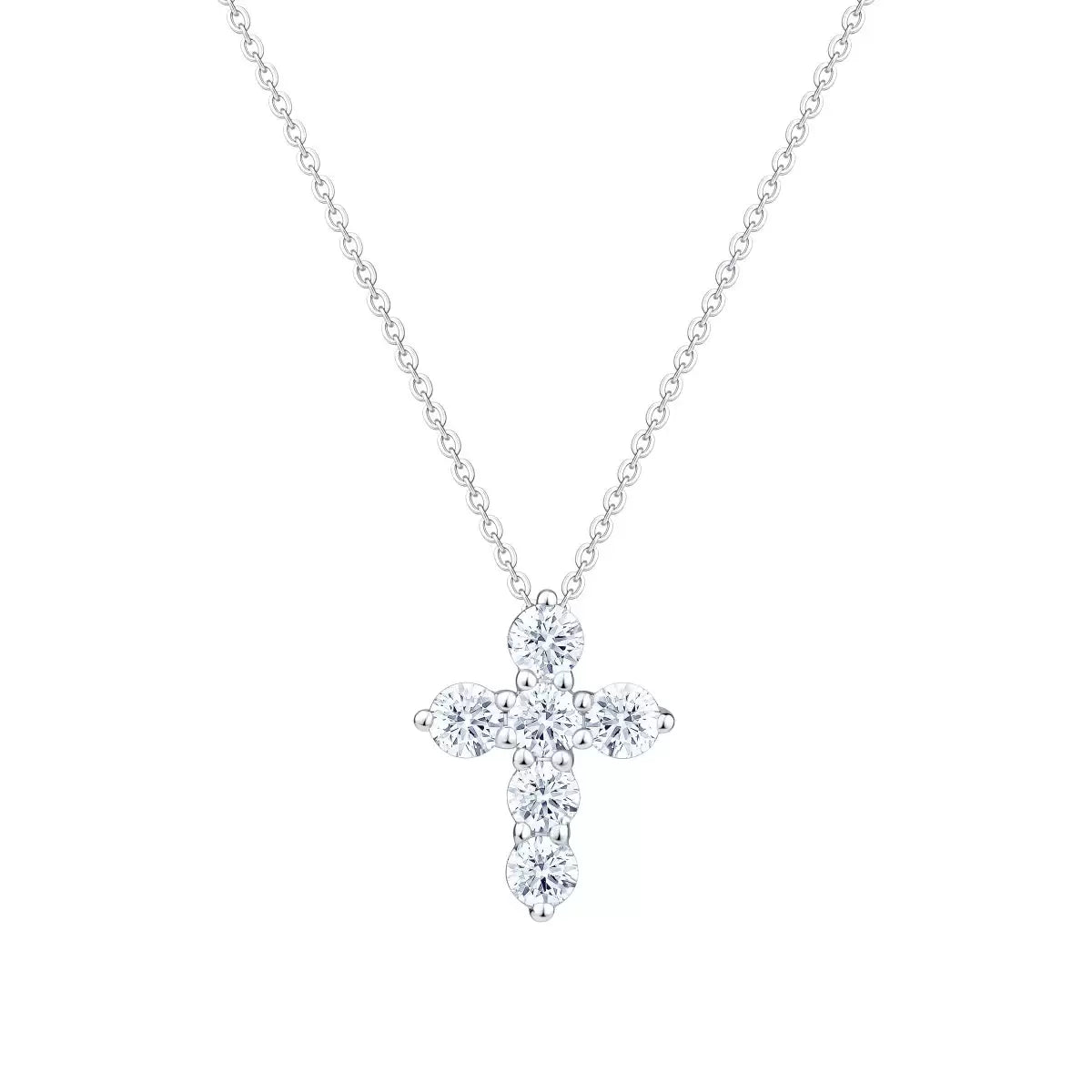 0.50ctw Round Brilliant Cut Diamond Cross Pendant, 14ct White Gold
