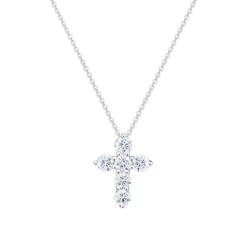 0.50ctw Round Brilliant Cut Diamond Cross Pendant, 14ct White Gold