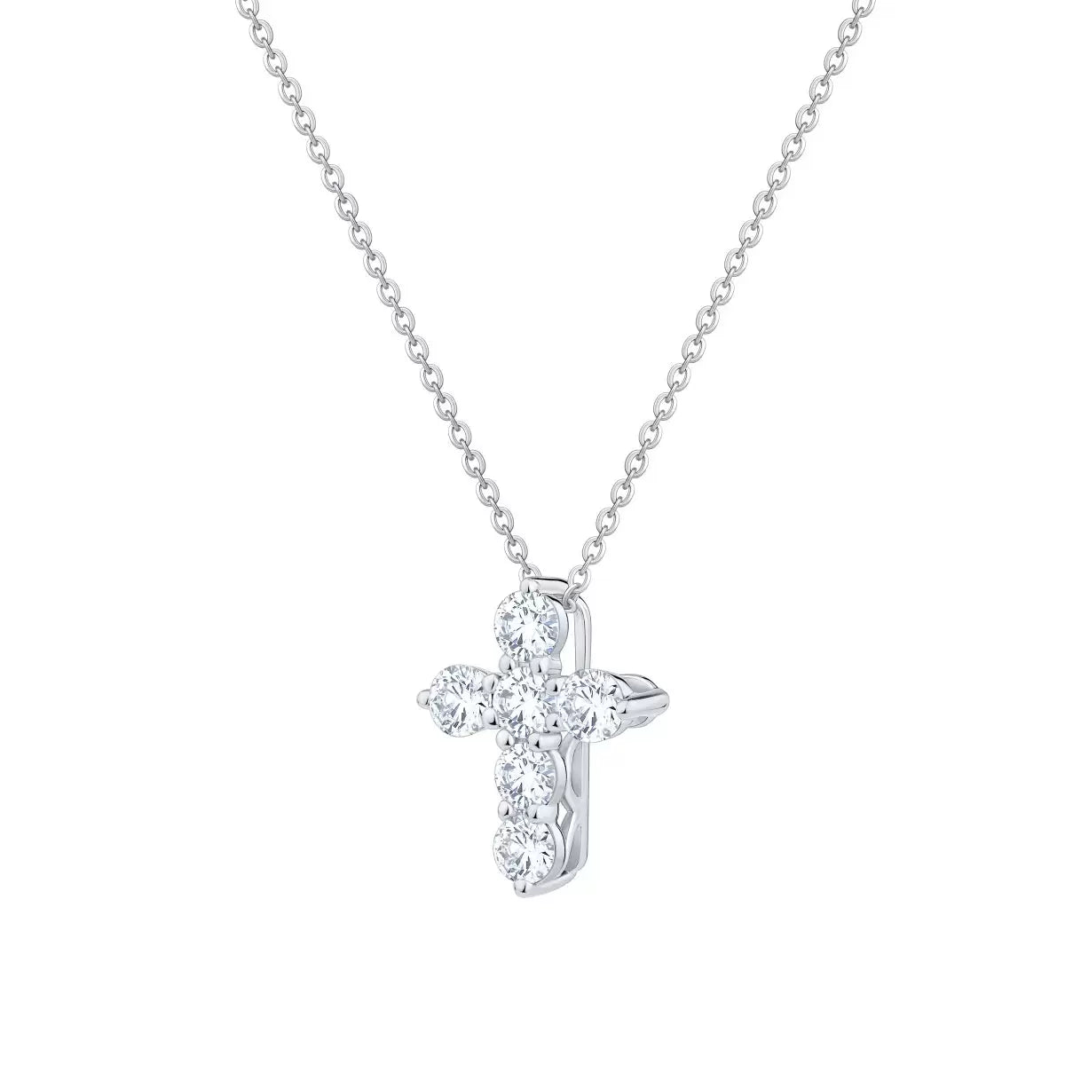 0.50ctw Round Brilliant Cut Diamond Cross Pendant, 14ct White Gold