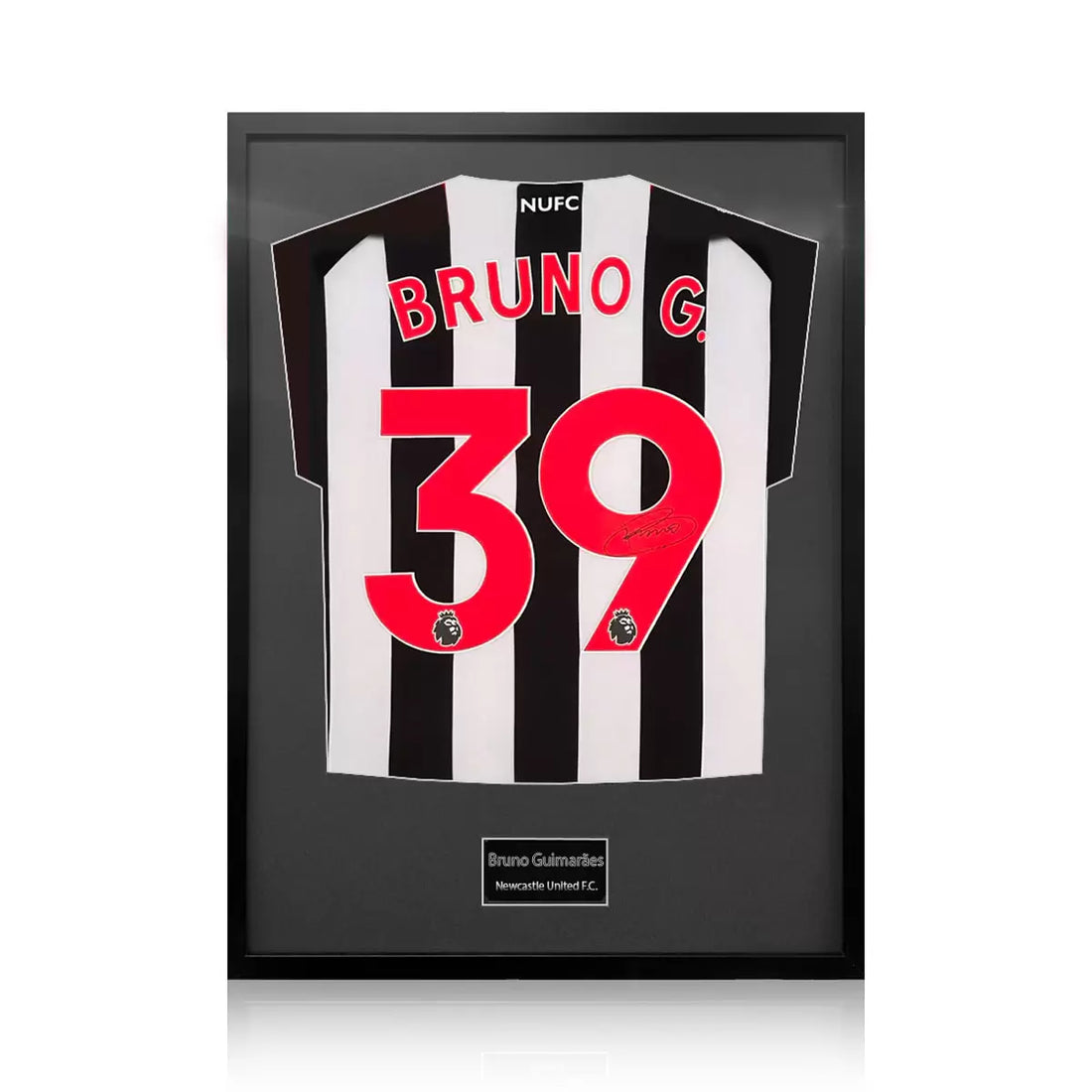 Bruno Guimaraes Signed Framed Newcastle United Football Shirt in 2 Options