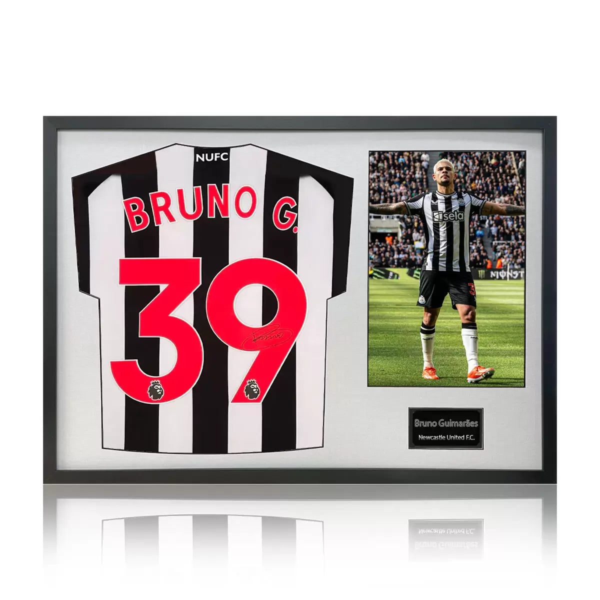 Bruno Guimaraes Signed Framed Newcastle United Football Shirt including 1 Photo