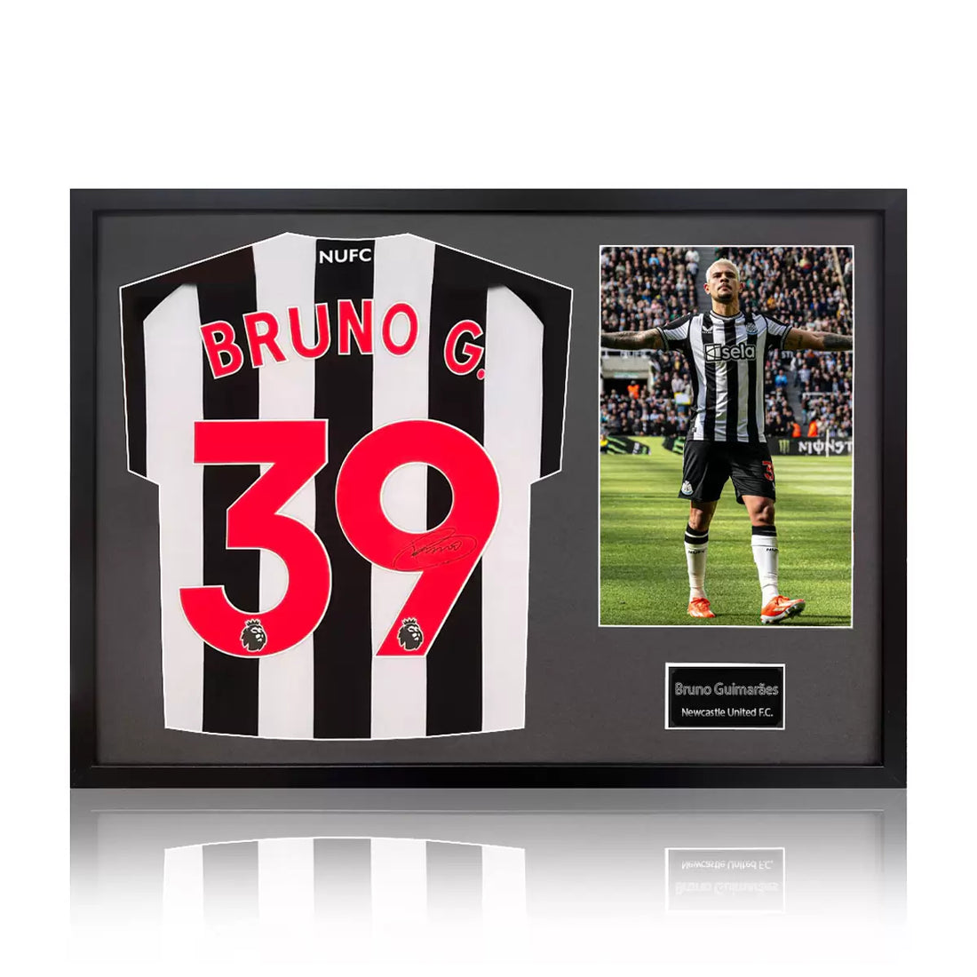 Bruno Guimaraes Signed Framed Newcastle United Football Shirt including 1 Photo