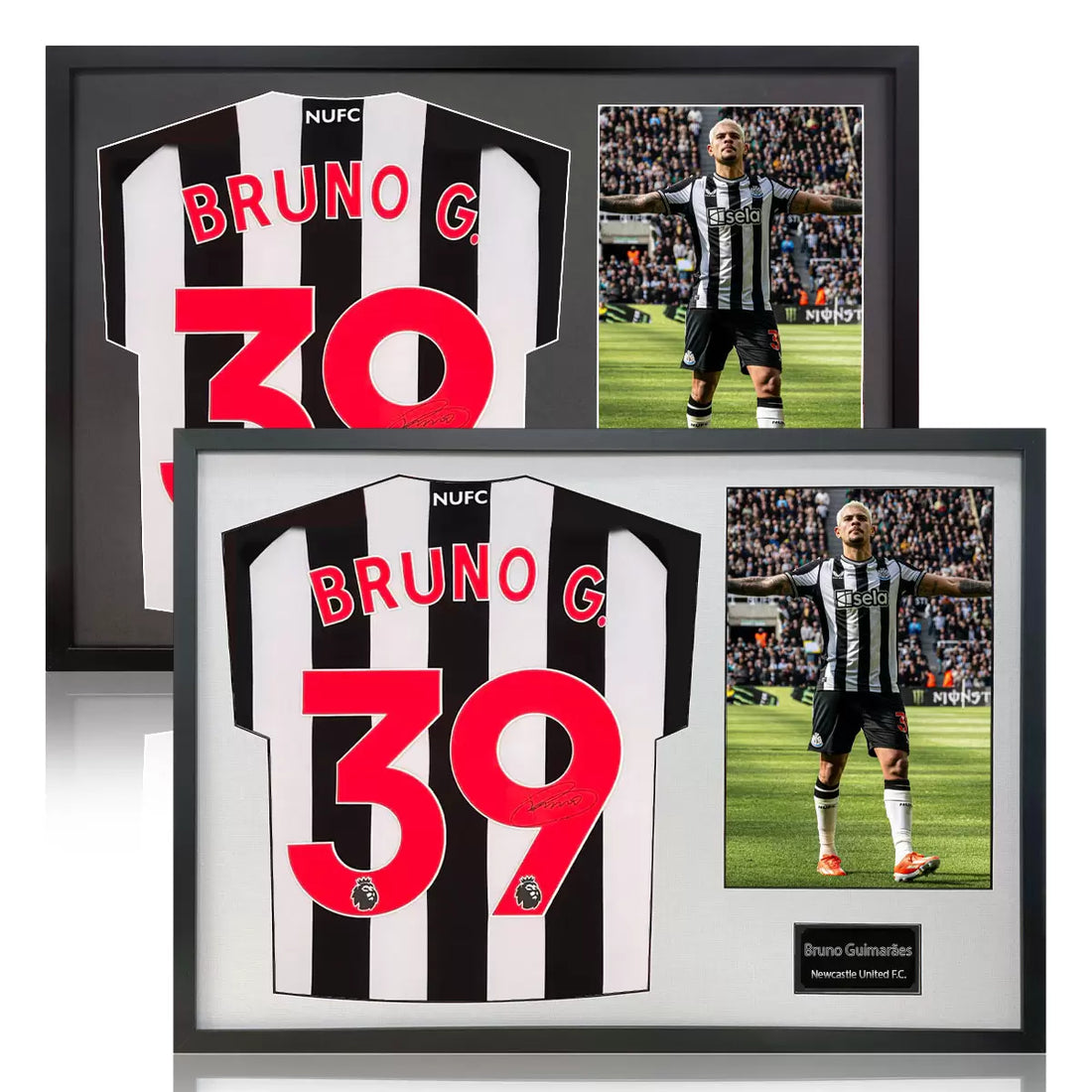 Bruno Guimaraes Signed Framed Newcastle United Football Shirt including 1 Photo