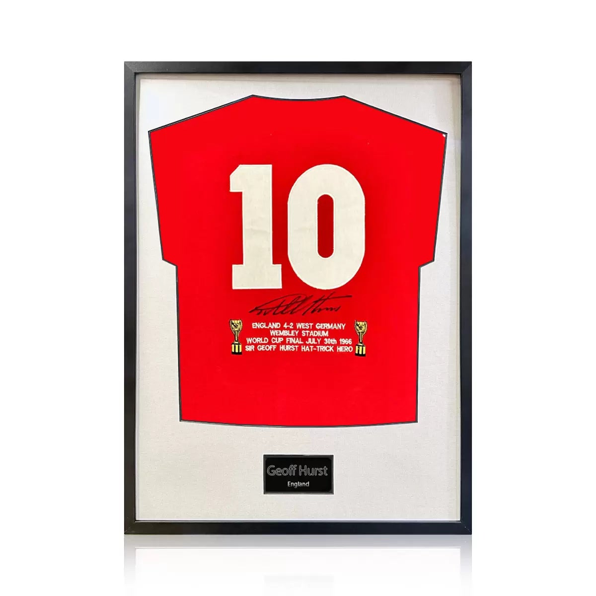 Geoff Hurst Signed Framed England Football Shirt in 2 Options: White or Black Mount, view 3