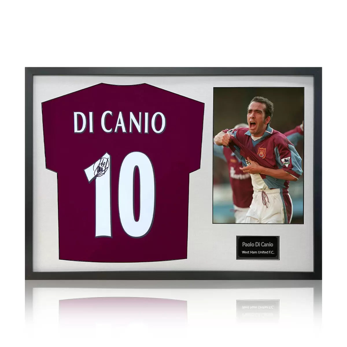 Paolo Di Canio Signed Framed WHU Football Shirt including 1 Photo in 2 Options