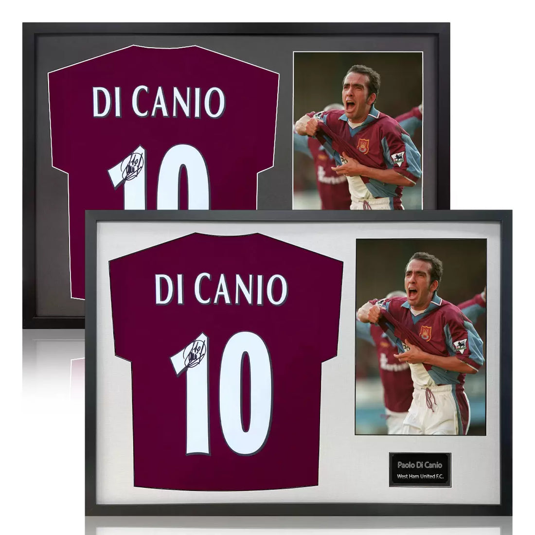 Paolo Di Canio Signed Framed WHU Football Shirt including 1 Photo in 2 Options