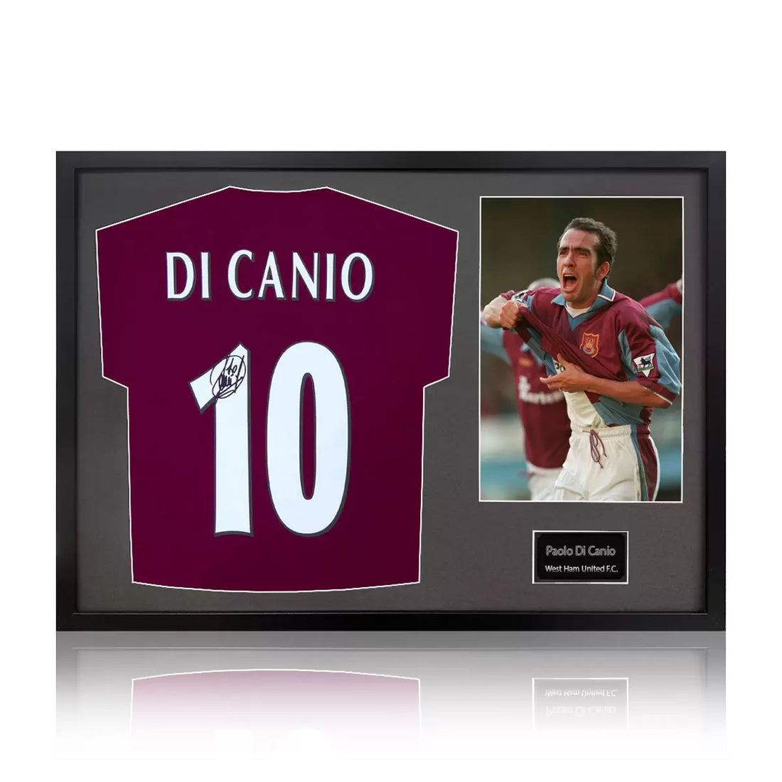 Paolo Di Canio Signed Framed WHU Football Shirt including 1 Photo in 2 Options