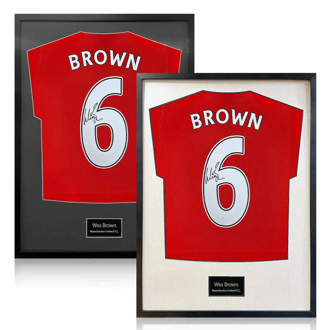 Wes Brown Signed Framed Manchester United Football Shirt in 2 Options: White or