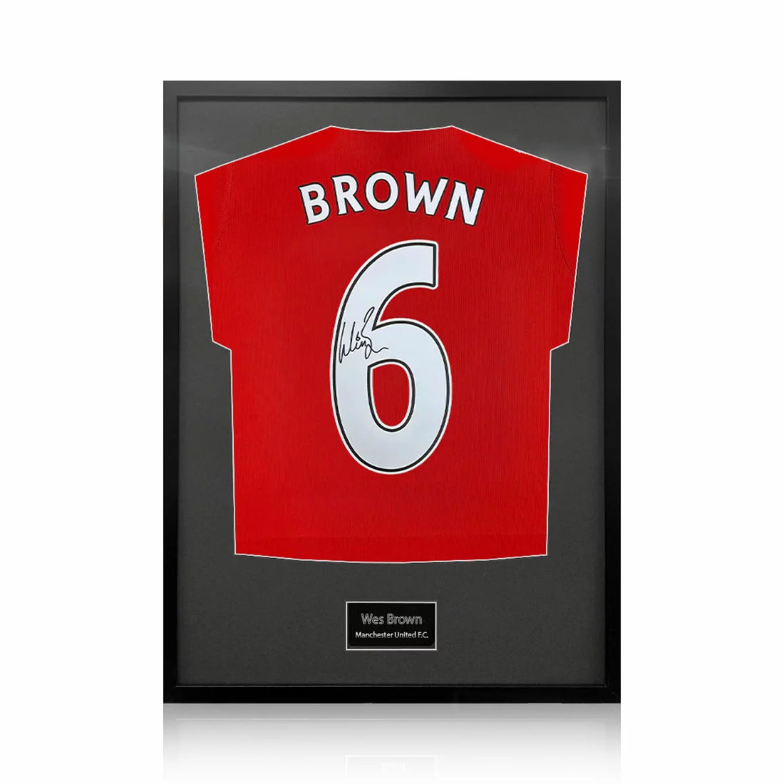 Wes Brown Signed Framed Manchester United Football Shirt in 2 Options: White or
