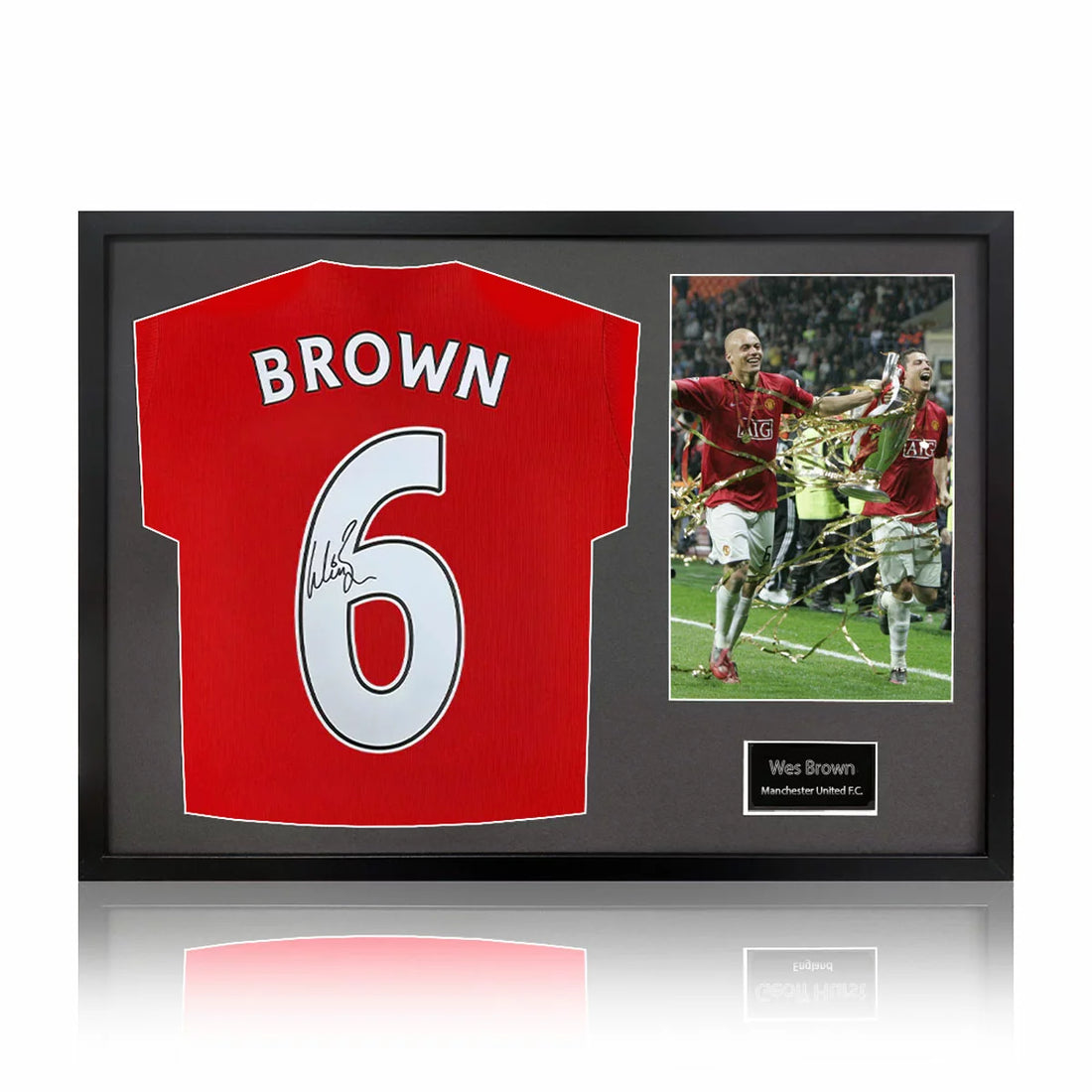 Wes Brown Signed Framed Manchester United Football Shirt including 1 Photo in 2