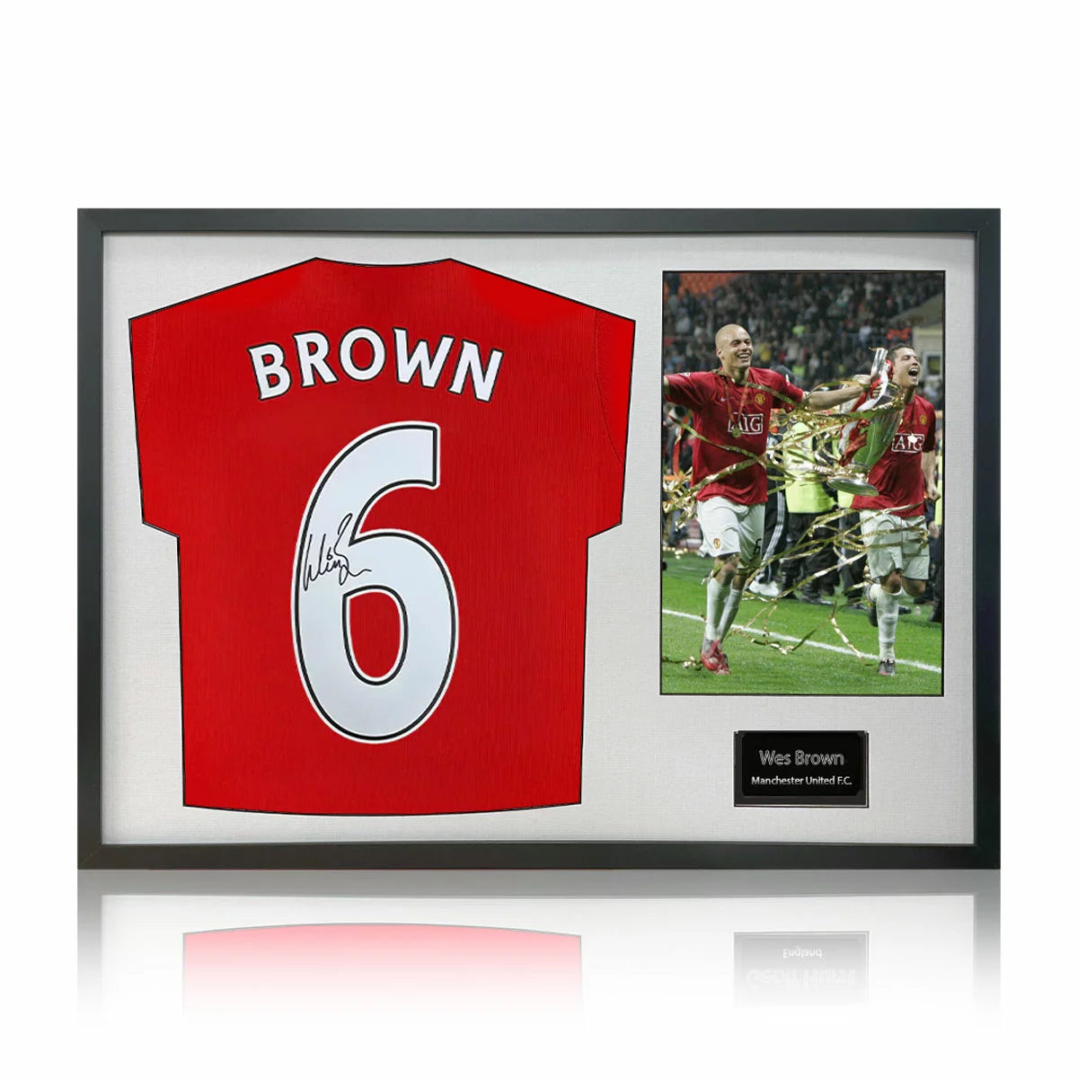 Wes Brown Signed Framed Manchester United Football Shirt including 1 Photo in 2