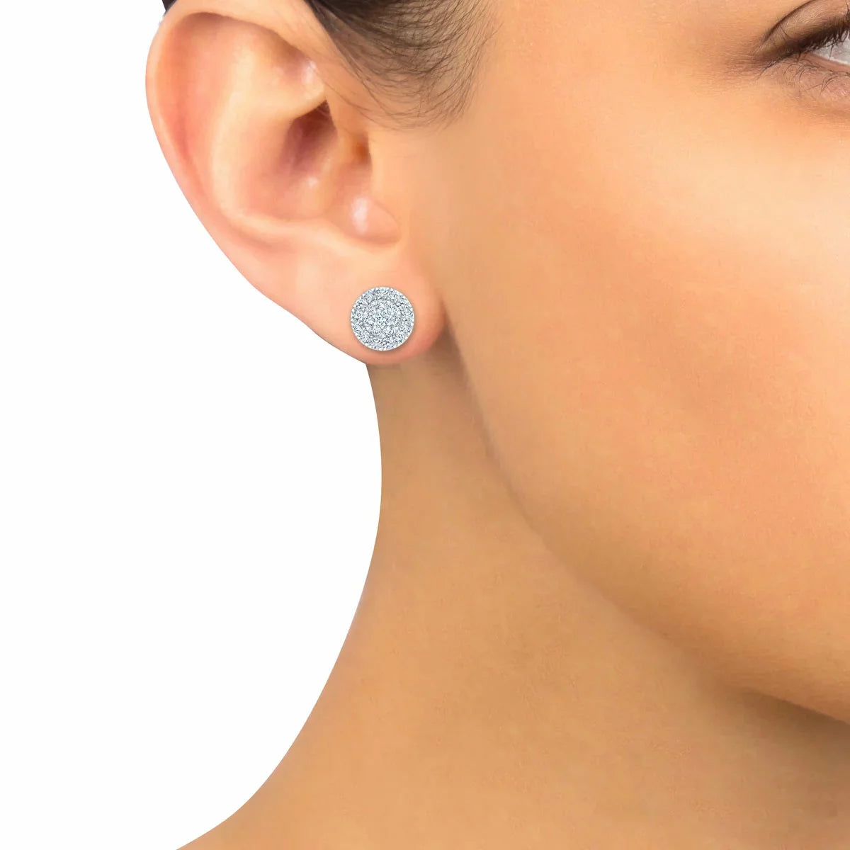 1.00ctw Round Brilliant Cut Diamond Earrings, 14ct White Gold