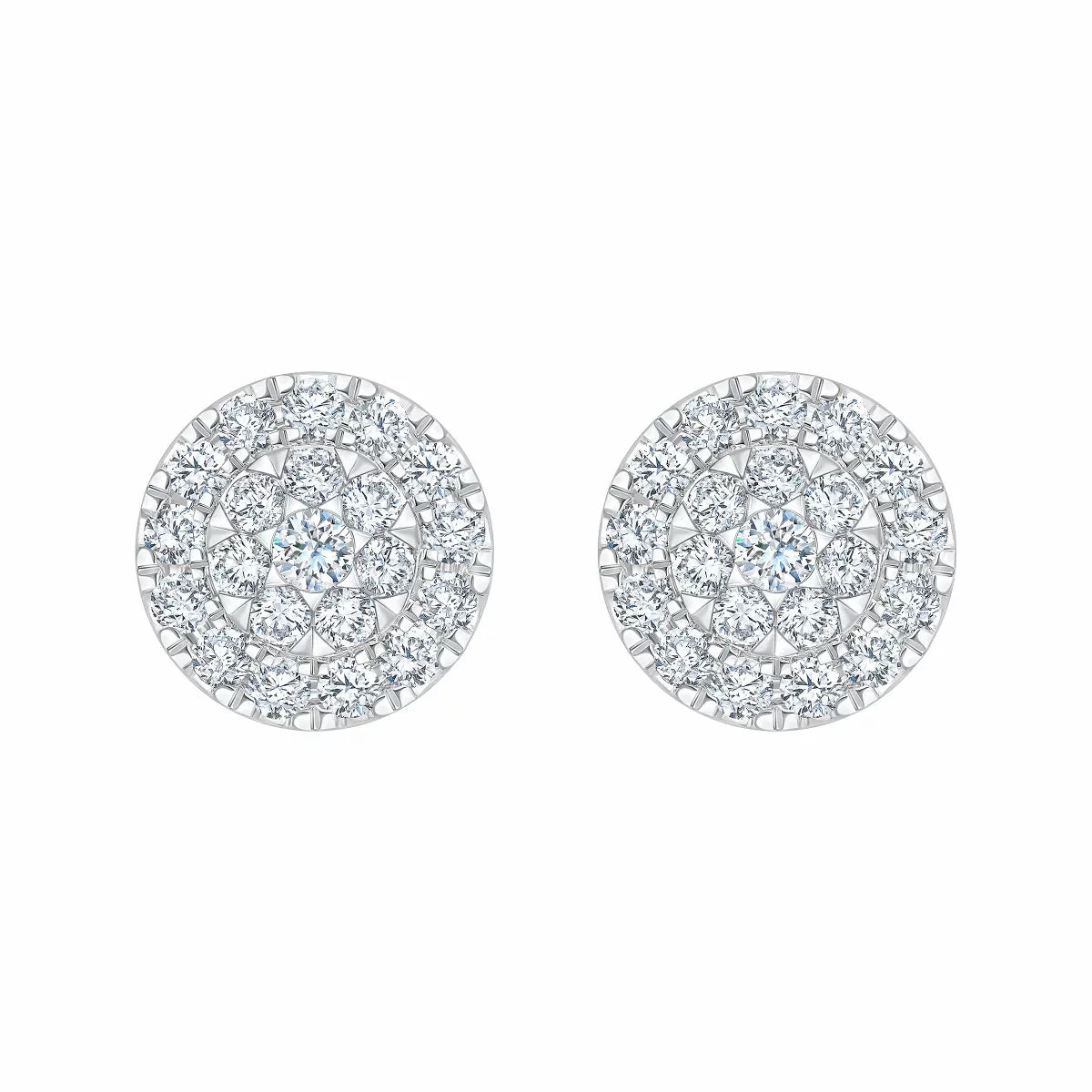 1.00ctw Round Brilliant Cut Diamond Earrings, 14ct White Gold