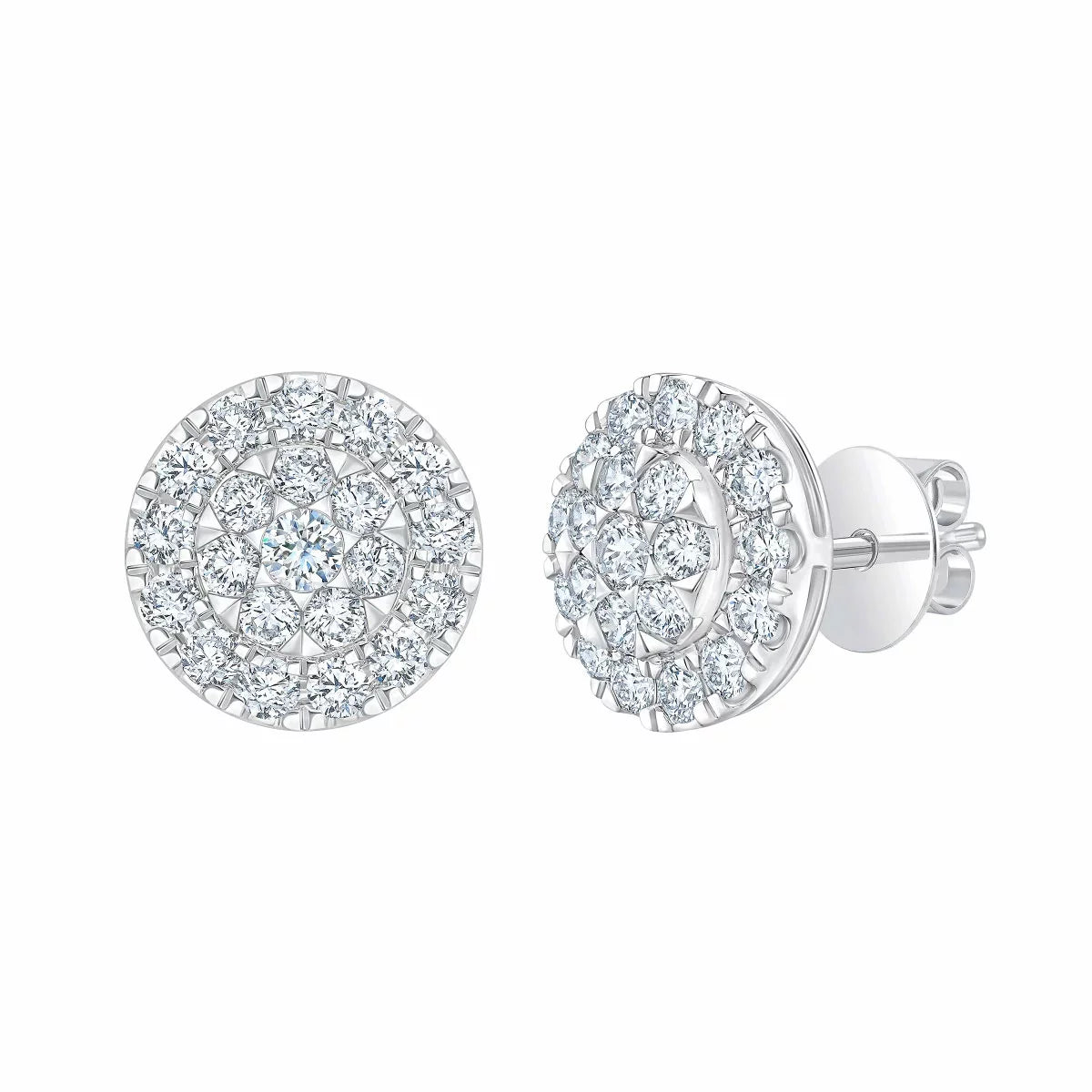 1.00ctw Round Brilliant Cut Diamond Earrings, 14ct White Gold