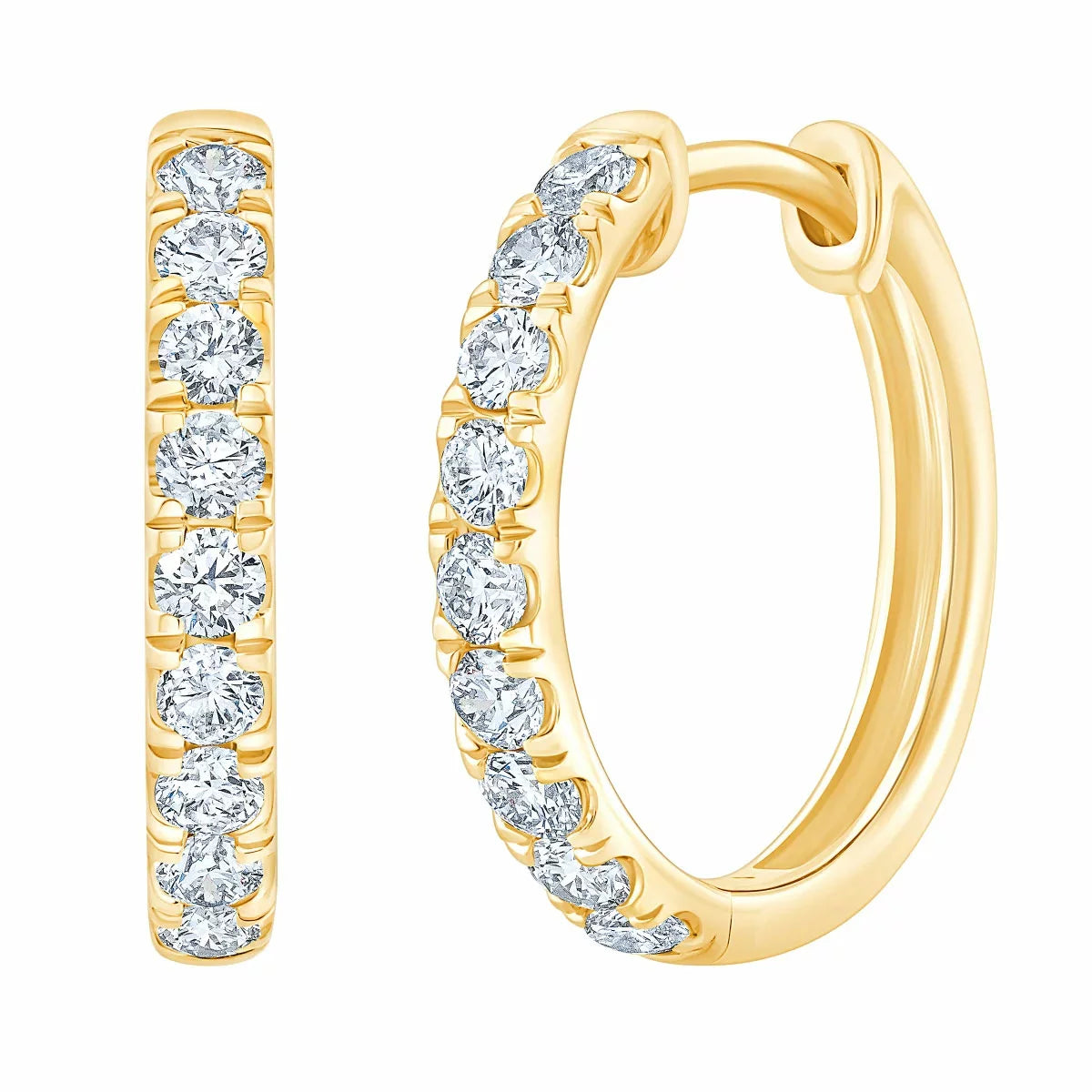 0.50ctw Round Brilliant Cut Diamond Hoop Earrings, 14ct Yellow Gold