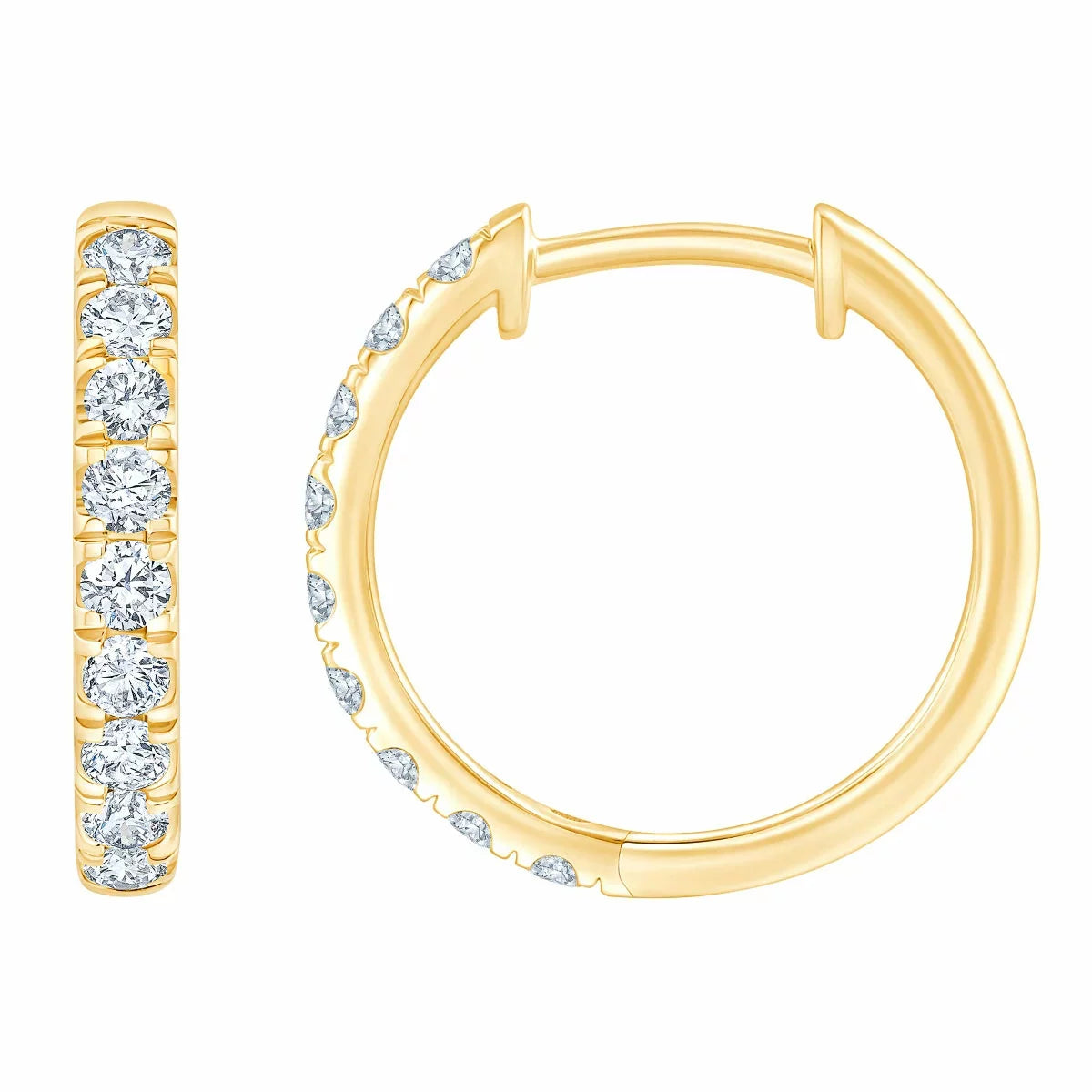 0.50ctw Round Brilliant Cut Diamond Hoop Earrings, 14ct Yellow Gold