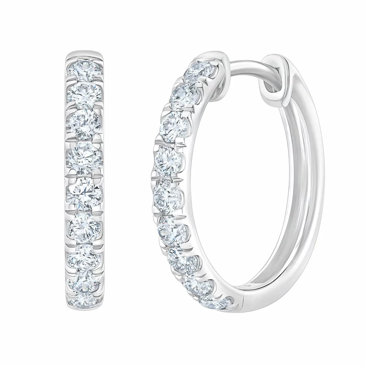 0.50ctw Round Brilliant Cut Diamond Hoop Earrings, 14ct White Gold