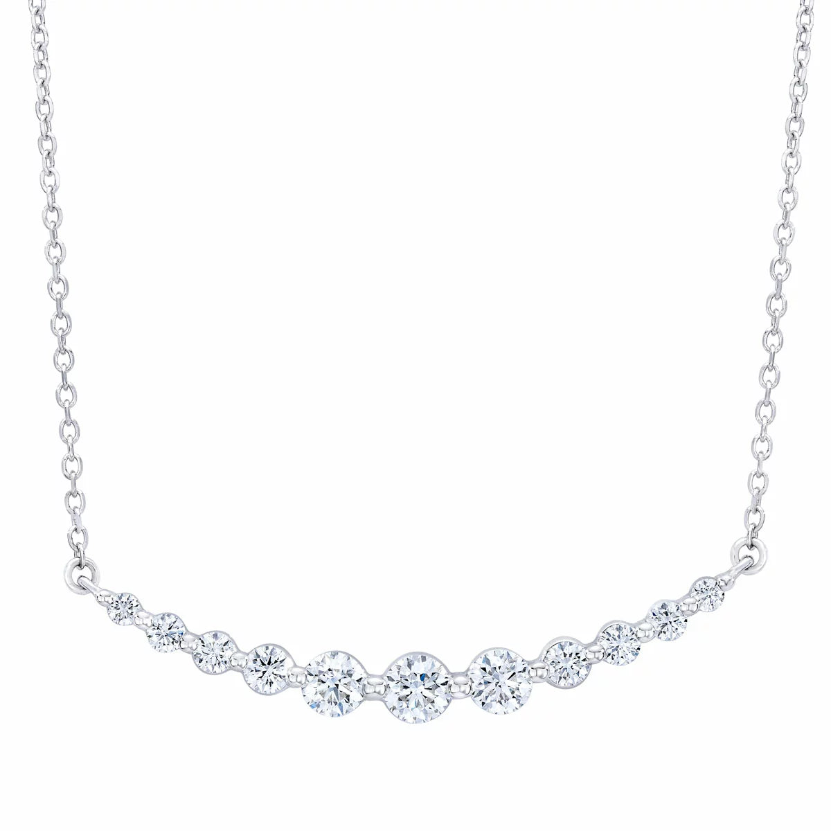 1.00ctw Round Brilliant Cut Diamond Necklace, 14ct White Gold