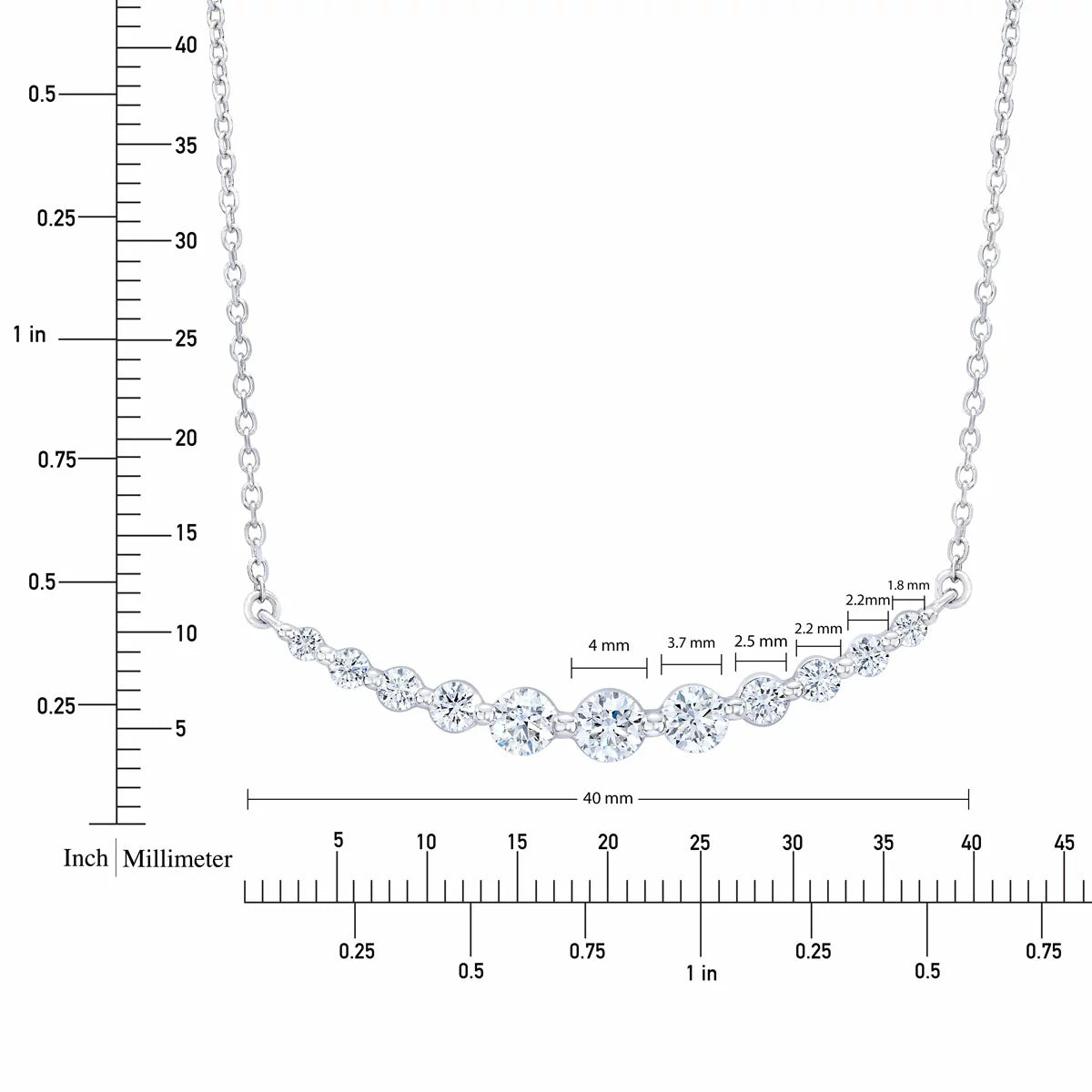 1.00ctw Round Brilliant Cut Diamond Necklace, 14ct White Gold