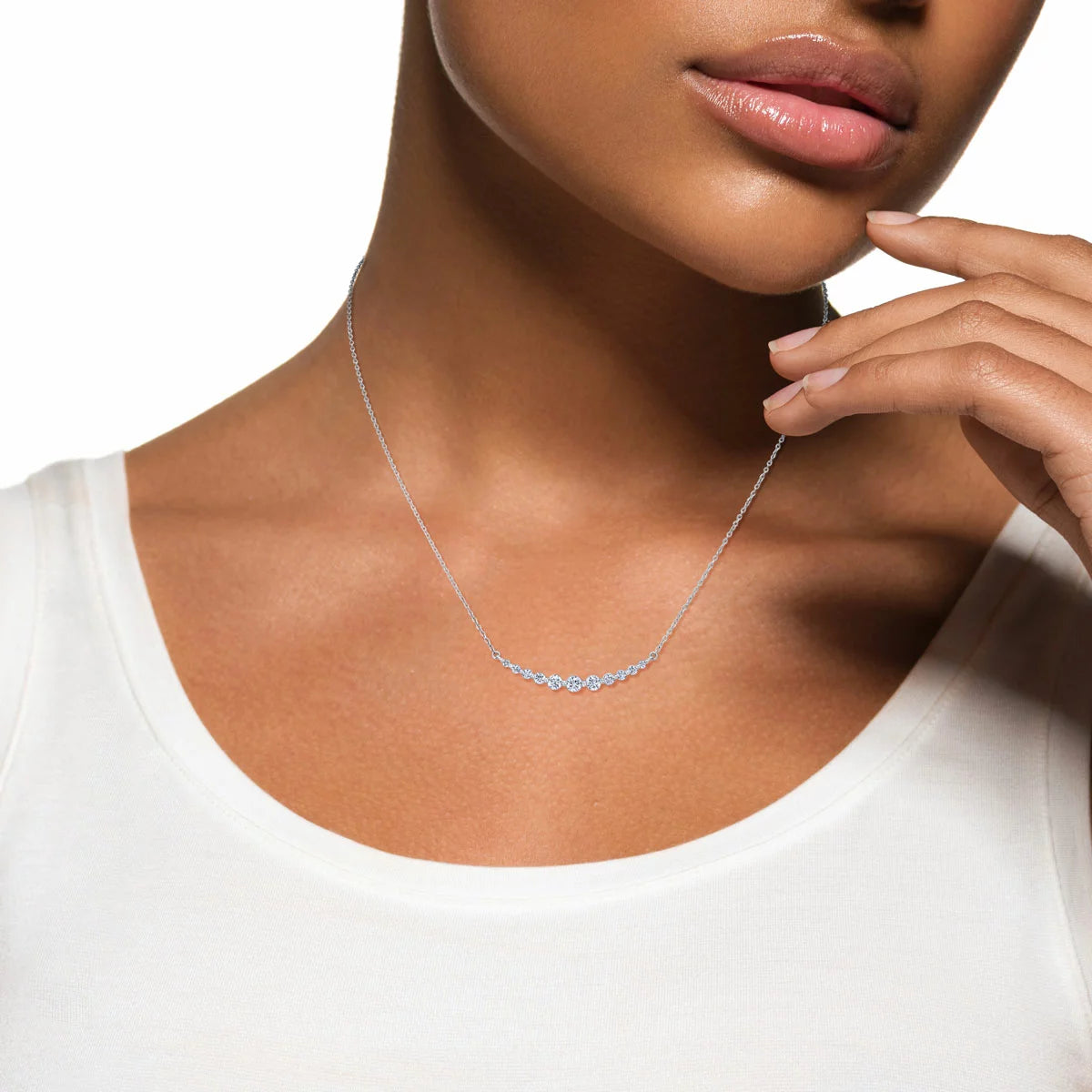 1.00ctw Round Brilliant Cut Diamond Necklace, 14ct White Gold