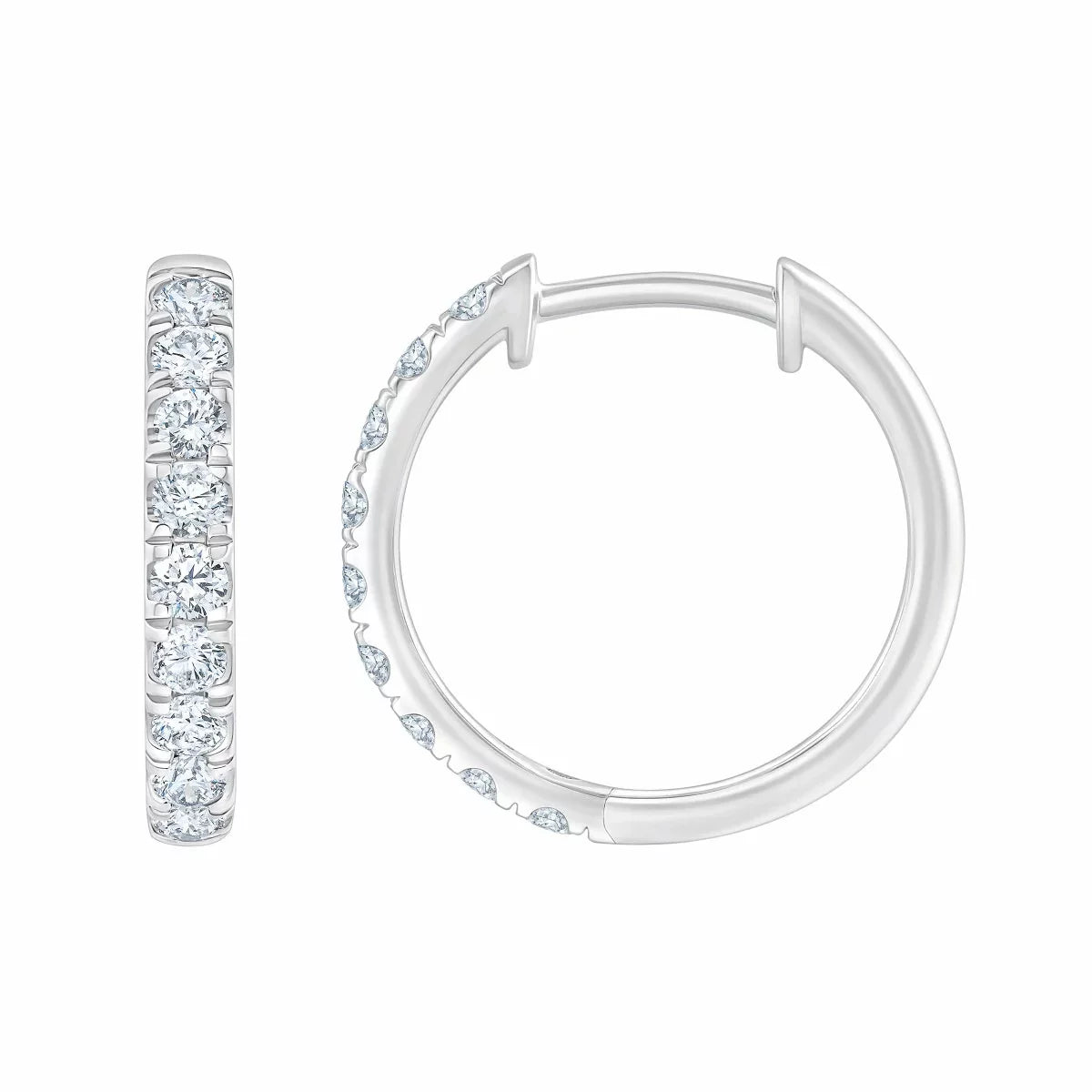 0.50ctw Round Brilliant Cut Diamond Hoop Earrings, 14ct White Gold