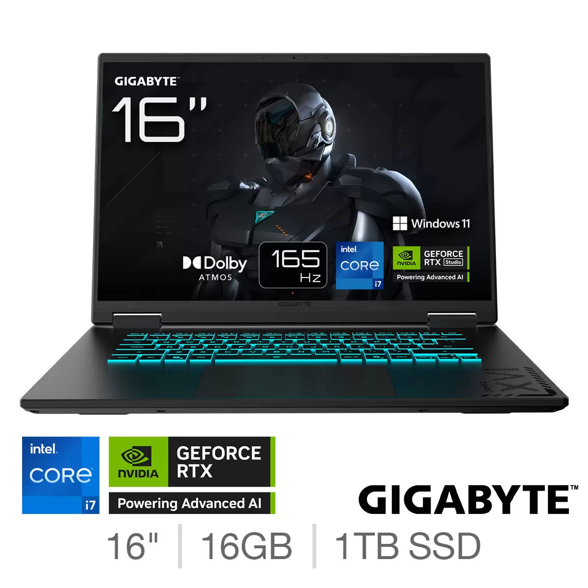 Gigabyte A16, Intel Core i7, 16GB RAM, 1TB SSD, NVIDIA GeForce RTX 5060, 16 inch