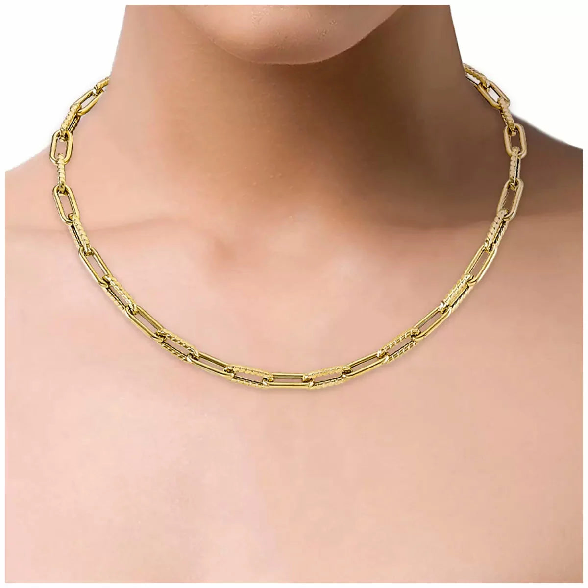 14ct Yellow Gold Twisted Paperclip Necklace