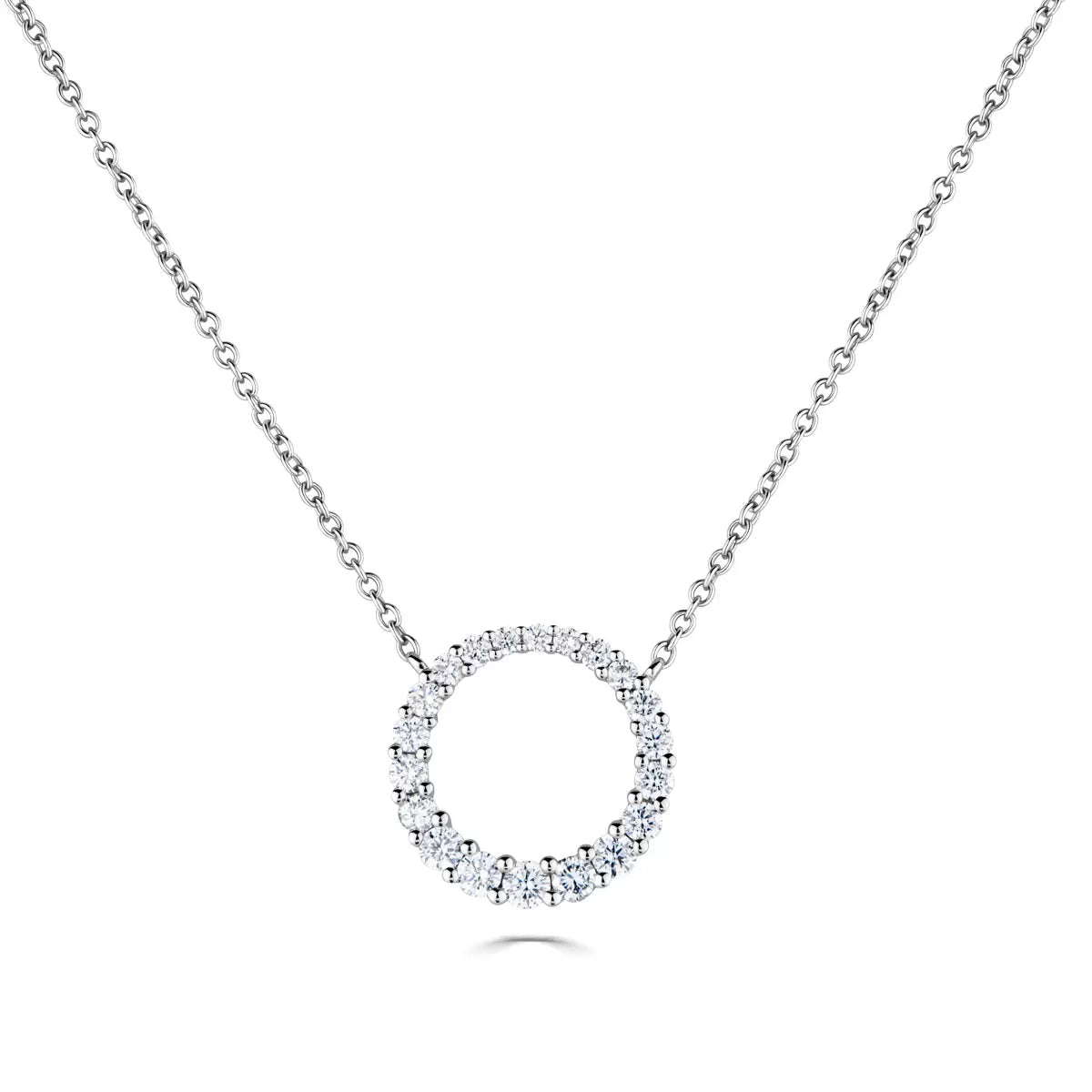 0.60ctw Round Brilliant Cut Diamond Circle Pendant, 18ct White Gold
