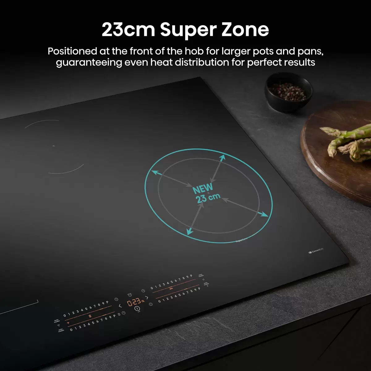 Hisense Hi6 HI8432BSCWF 80cm Induction Hob with Bridge Zone, in Black, view 8