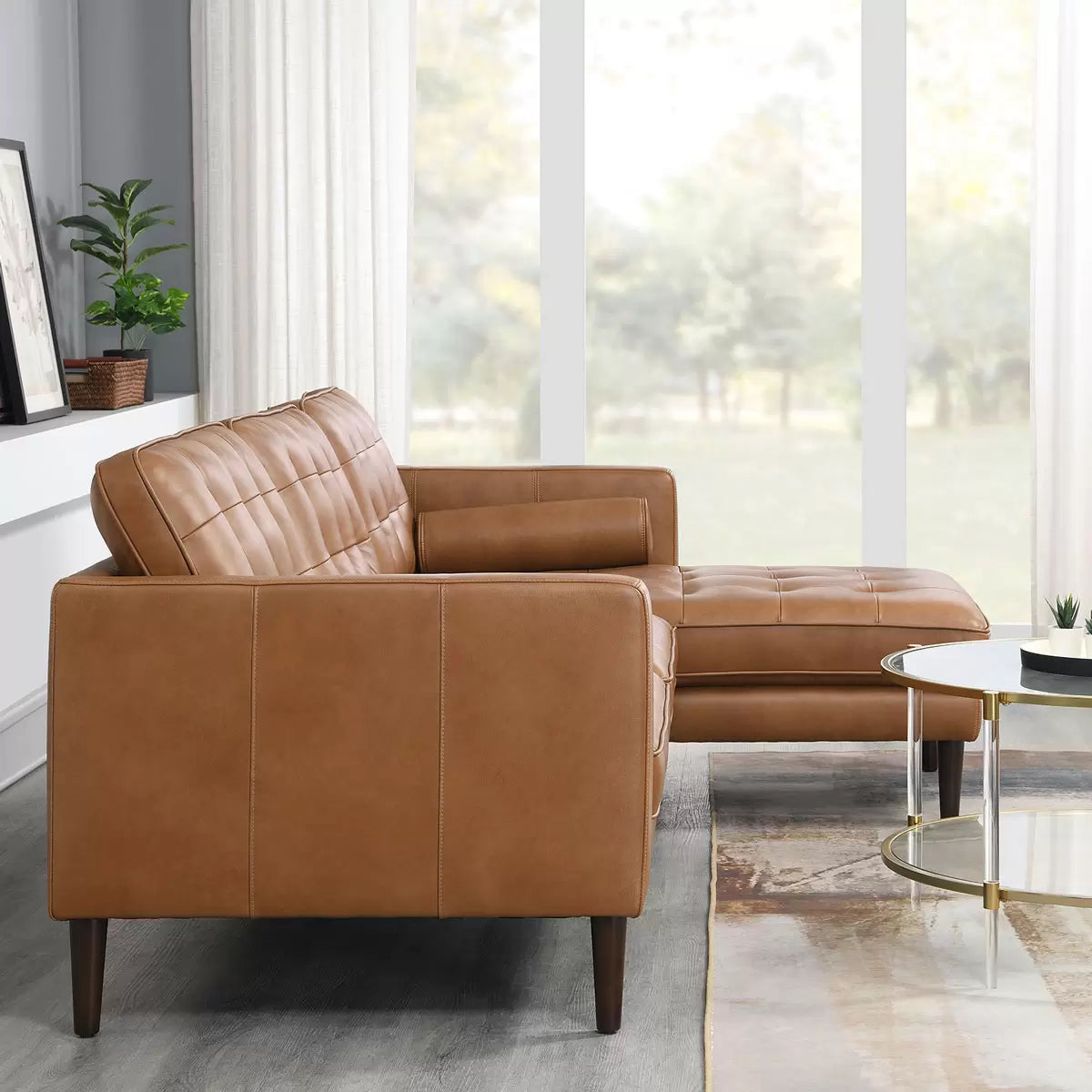 Simon Li Harstine Brown Leather Corner Sofa