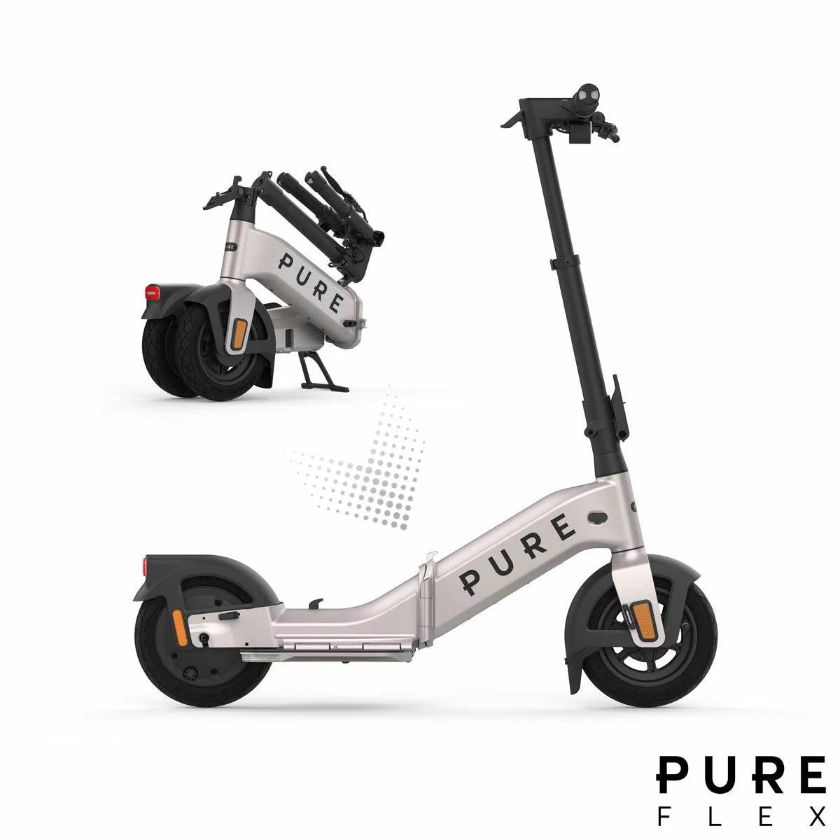 Pure Flex Folding Electric Scooter In Platinum Silver
