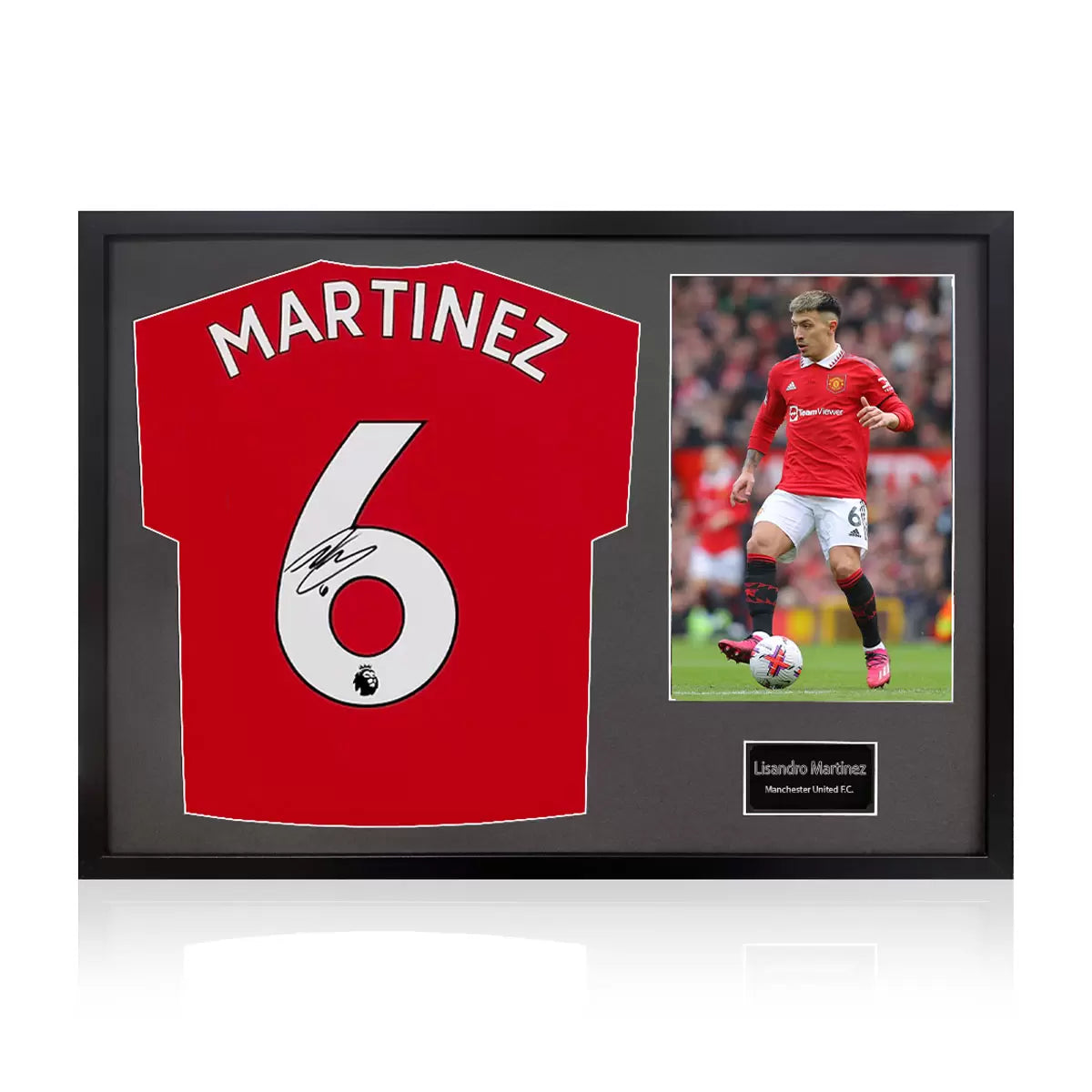 Lisandro Martinez Signed Framed Manchester United Football Shirt including 1