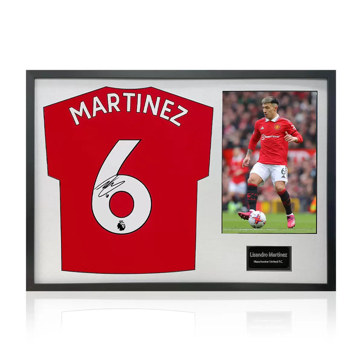 Lisandro Martinez Signed Framed Manchester United Football Shirt including 1