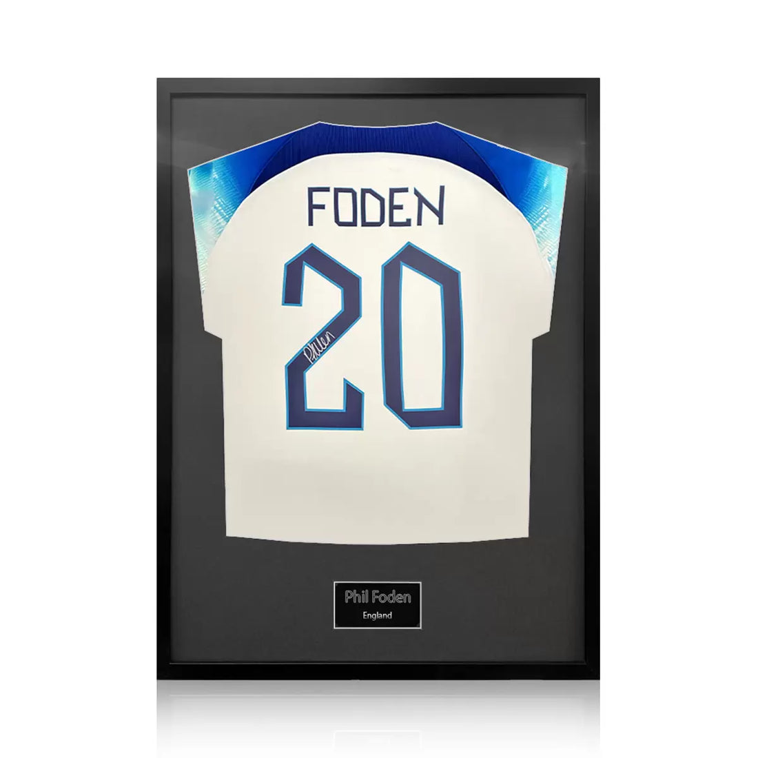 Phil Foden Signed Framed 2024 England Football Shirt in 2 Options: White or