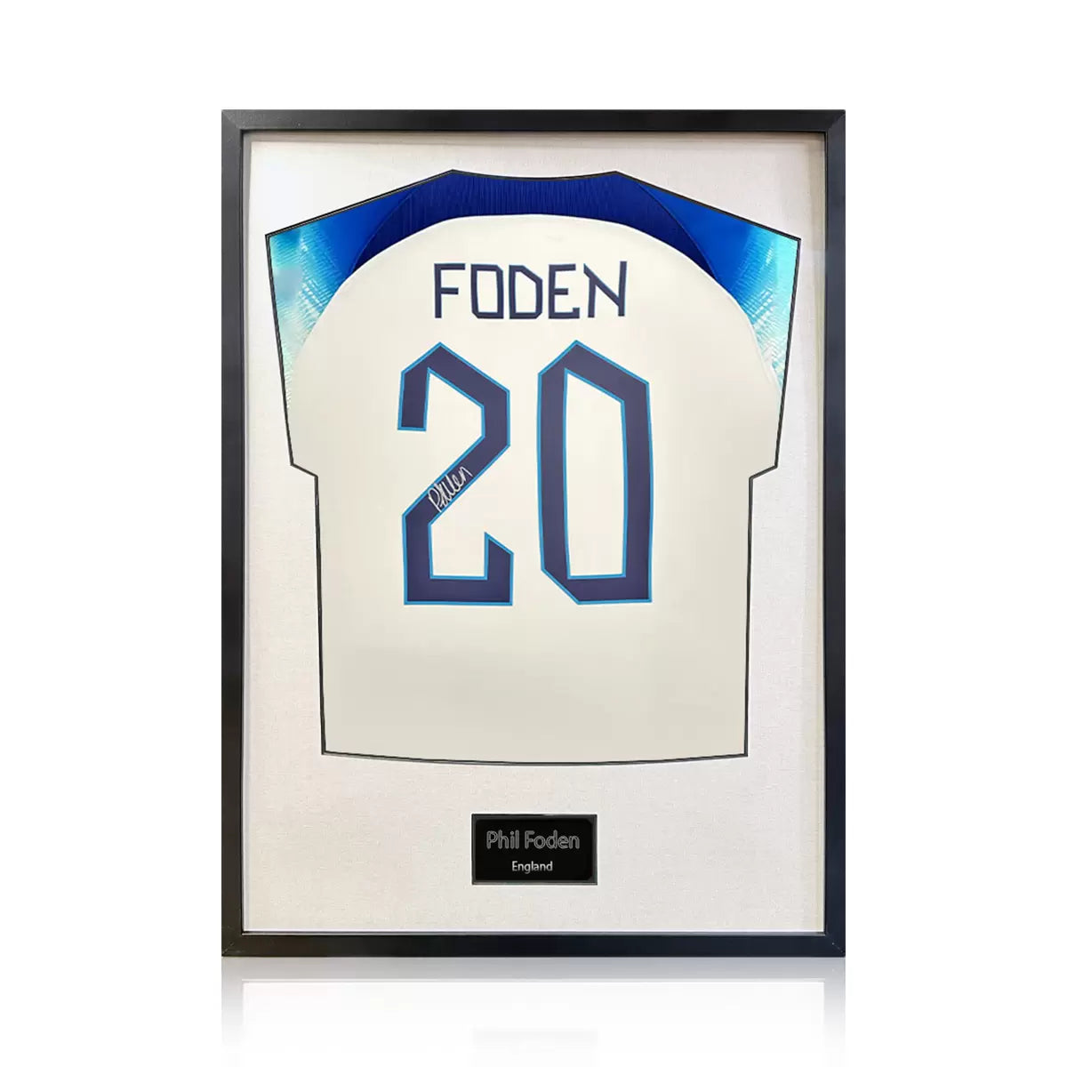 Phil Foden Signed Framed 2024 England Football Shirt in 2 Options: White or
