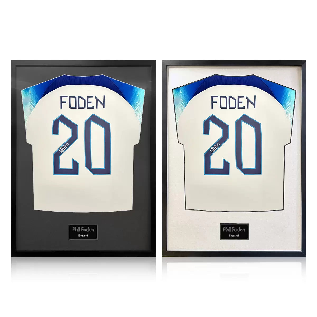 Phil Foden Signed Framed 2024 England Football Shirt in 2 Options: White or