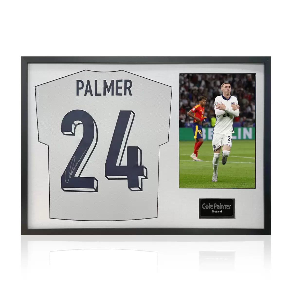 Cole Palmer Signed Framed England Football Shirt including 1 Photo in 2 Options