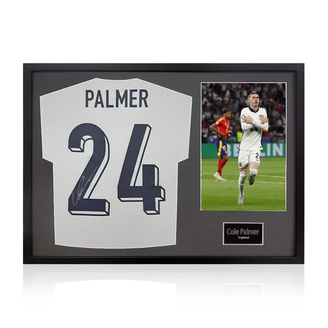 Cole Palmer Signed Framed England Football Shirt including 1 Photo in 2 Options