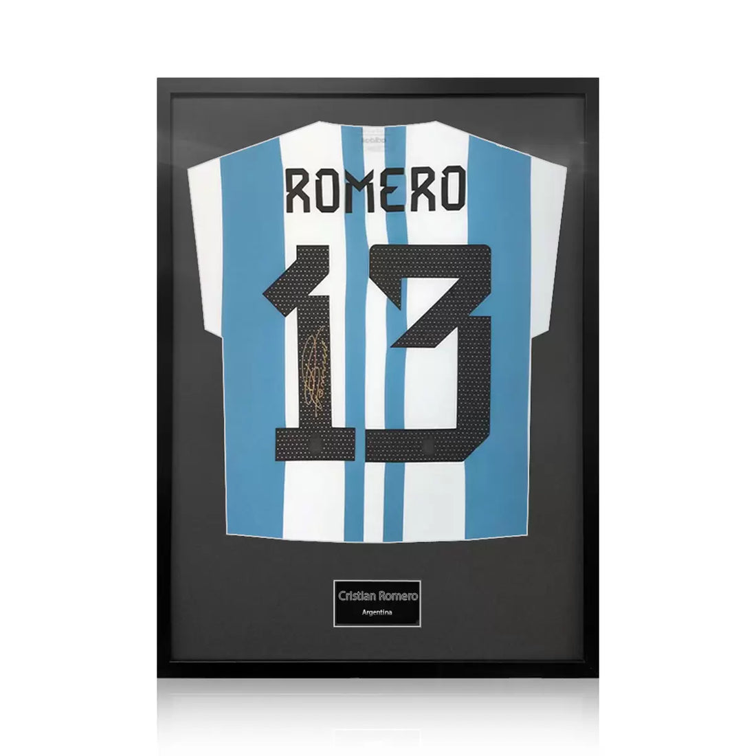 Christian Romero Signed Framed Argentina Football Shirt in 2 Options: White or