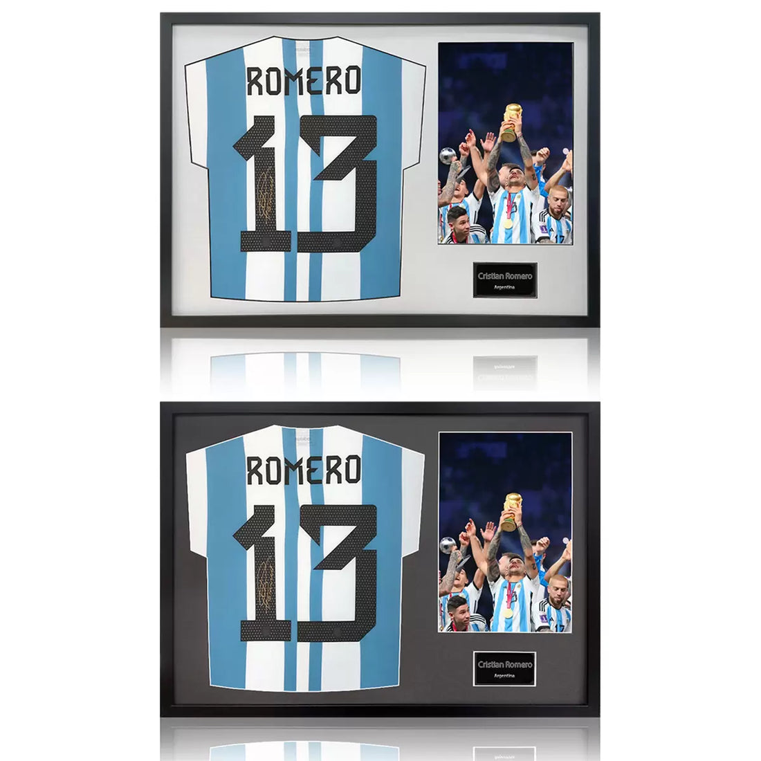 Christian Romero Signed Framed Argentina Football Shirt including 1 Photo in 2