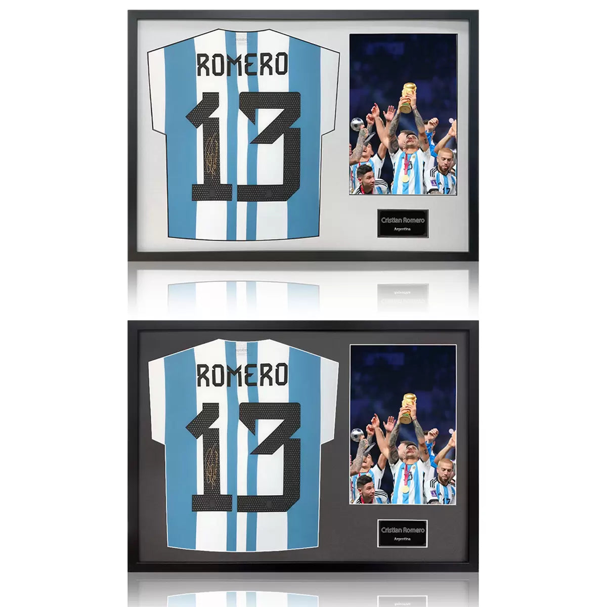 Christian Romero Signed Framed Argentina Football Shirt including 1 Photo in 2