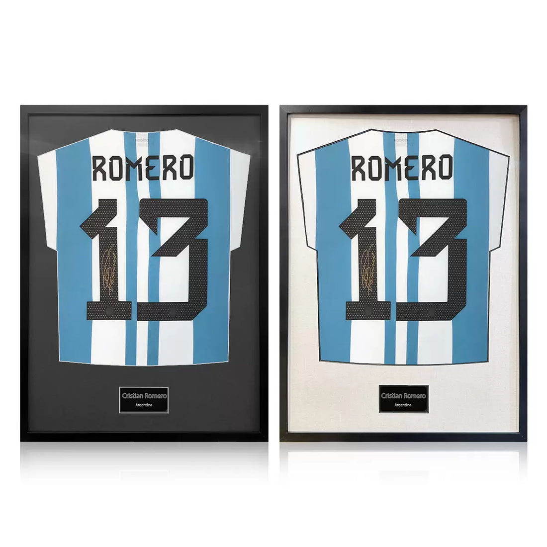 Christian Romero Signed Framed Argentina Football Shirt in 2 Options: White or