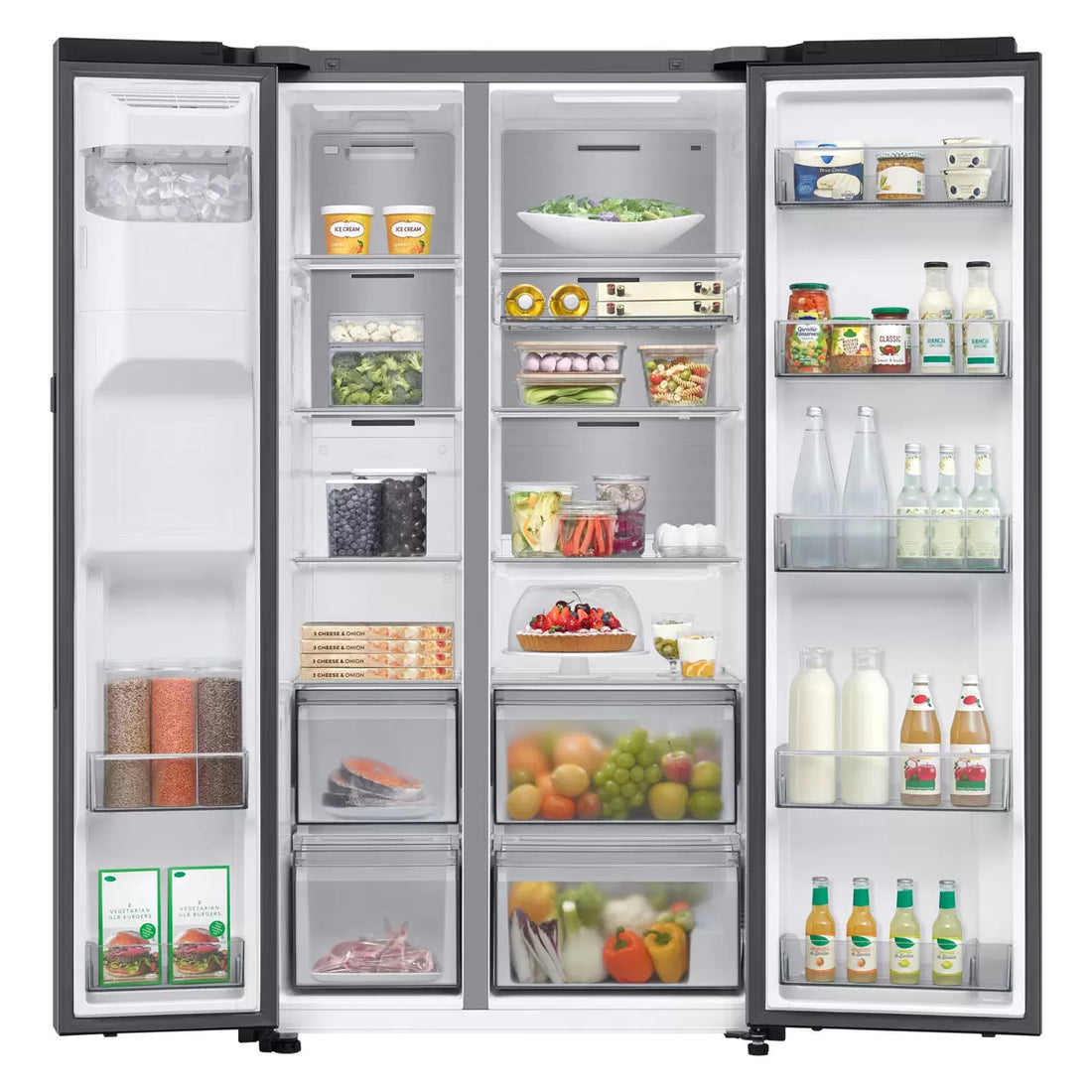 Samsung Series 9, RS90F64EETEU Side by Side Fridge Freezer, E Rated in Silver