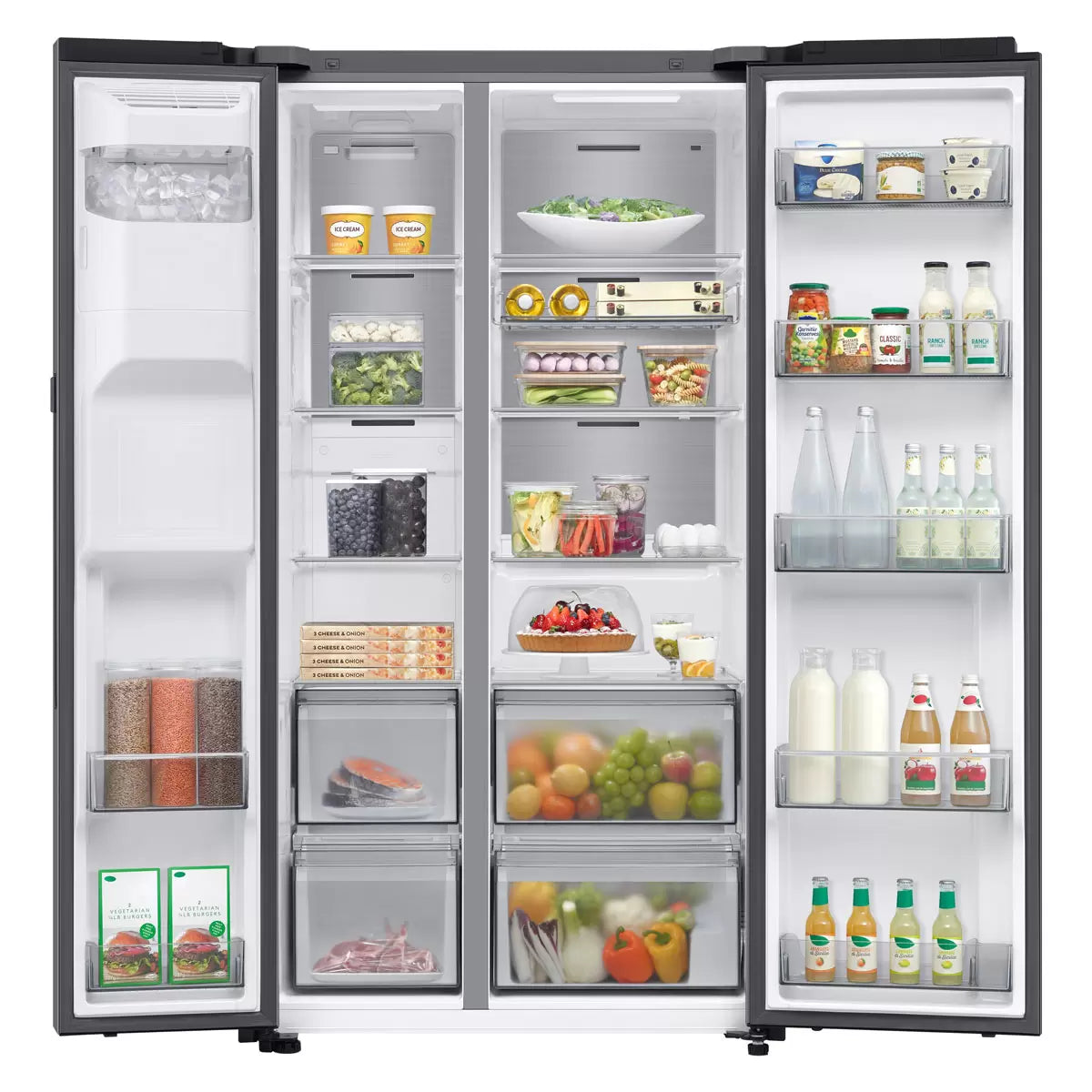 Samsung Series 9, RS90F64EETEU Side by Side Fridge Freezer, E Rated in Silver