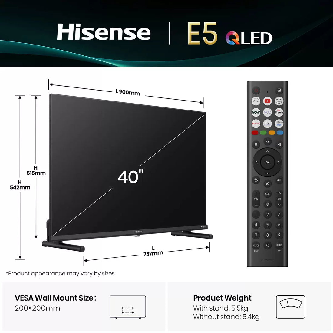 Hisense 40E5QTUK 40 Inch QLED HD Smart TV