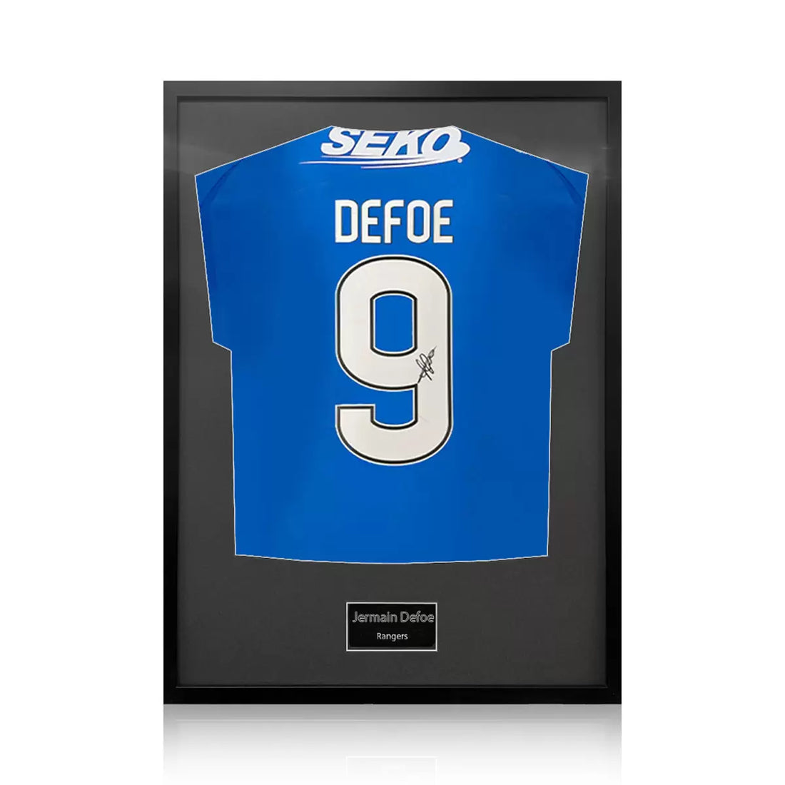 Jermain Defoe Signed Framed Rangers Football Shirt in 2 Options: White or Black