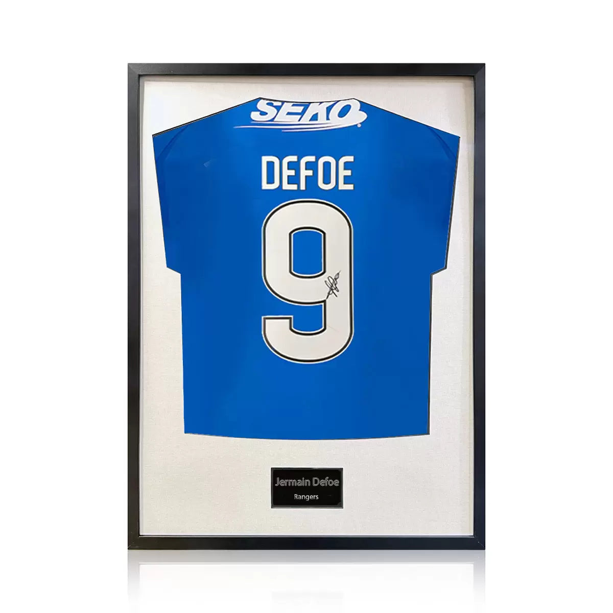 Jermain Defoe Signed Framed Rangers Football Shirt in 2 Options: White or Black