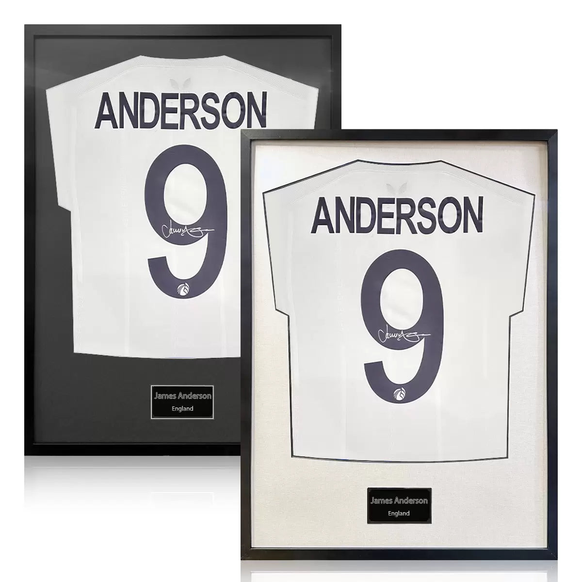 James Anderson Signed Framed England Cricket Shirt in 2 Options: White or Black