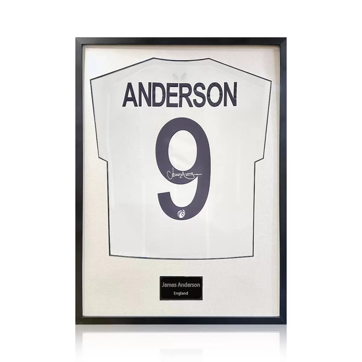 James Anderson Signed Framed England Cricket Shirt in 2 Options: White or Black