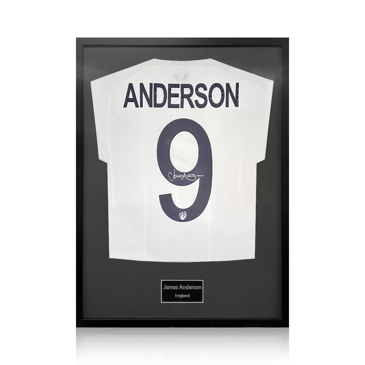 James Anderson Signed Framed England Cricket Shirt in 2 Options: White or Black